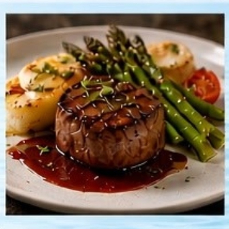 Filet with asparagus