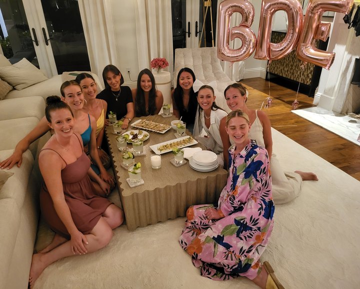 Friends at a celebration dinner