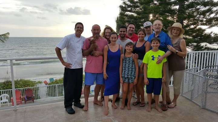 Family by the beach