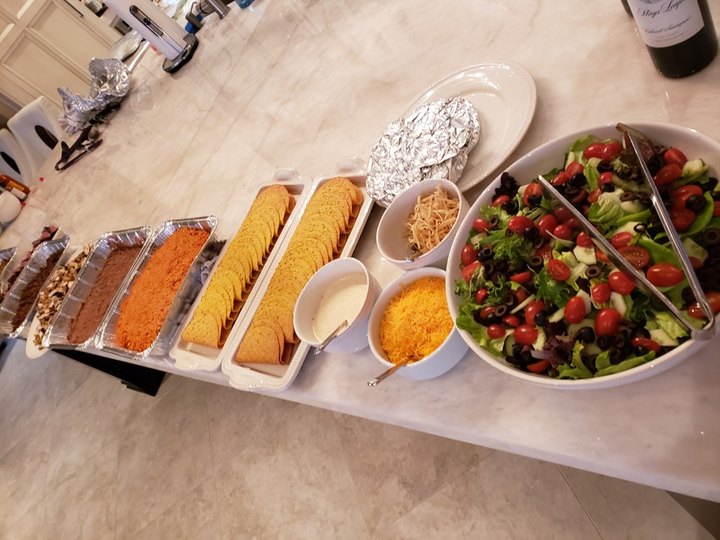 Buffet display with salad and sides