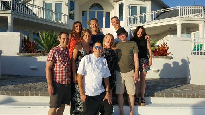 Chef with a group on the deck