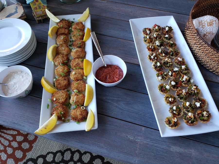 Appetizer bites on serving trays