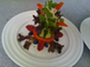 Stacked salad with fresh vegetables