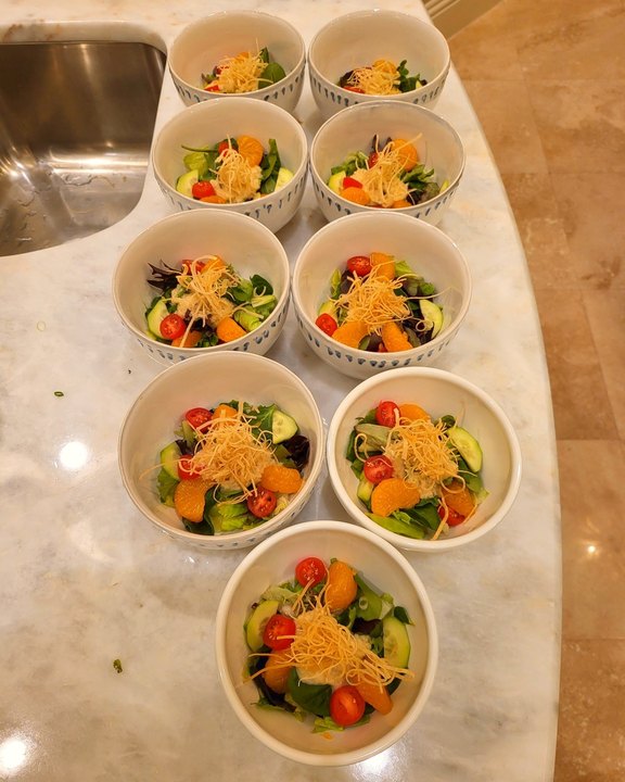 Fruit and salad cups for a party