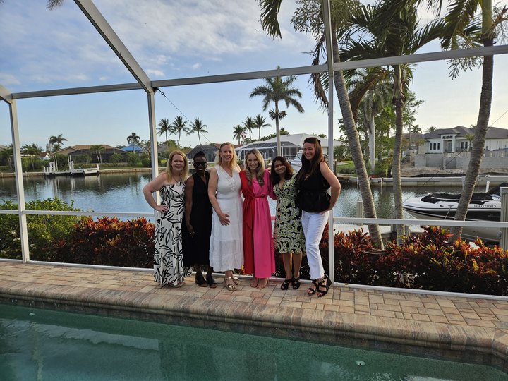 Group by the pool cage
